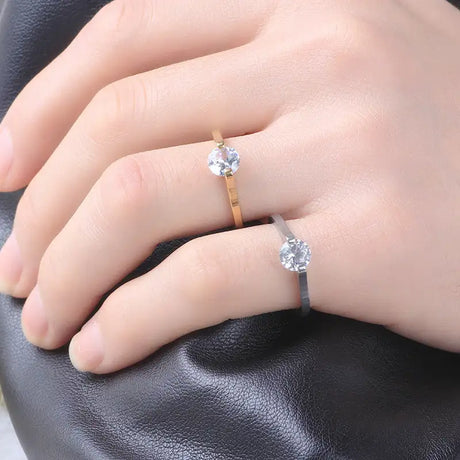Fashion Diamond Ring Titanium Steel Ornament Simple Female Niche Jewelry Stainless Steel - Lootquake