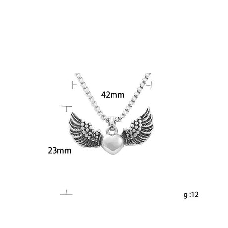 Titanium Steel Heart-shaped Wings Pendant Personality Punk - Lootquake