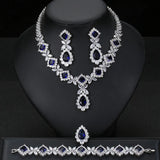 European And American Luxury Zircon Necklace Earring Bracelet Ring Suit - Lootquake