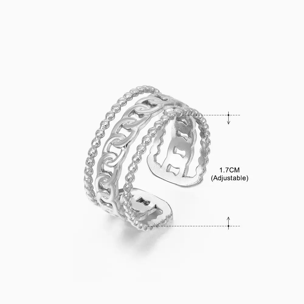 Anillo de acero inoxidable con forma de moda retro para mujer