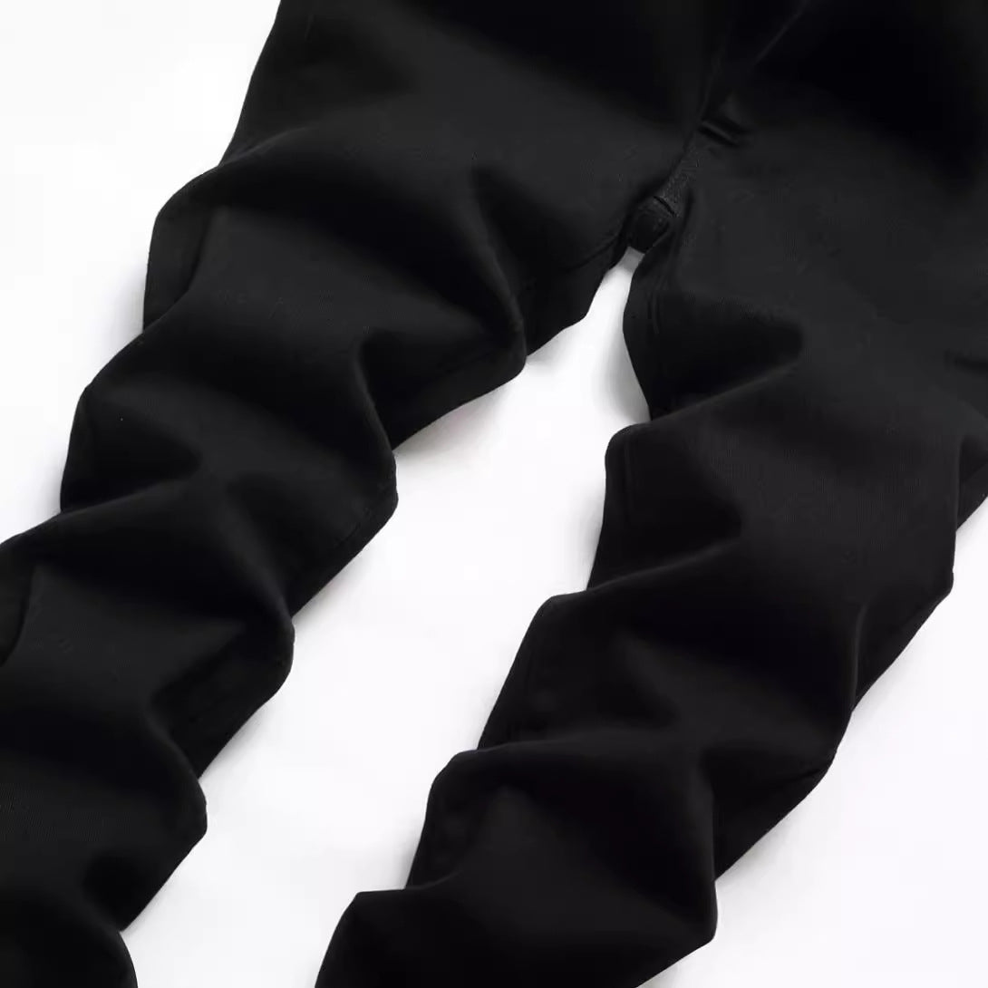 Men's Black Elastic Straight Jeans - Lootquake