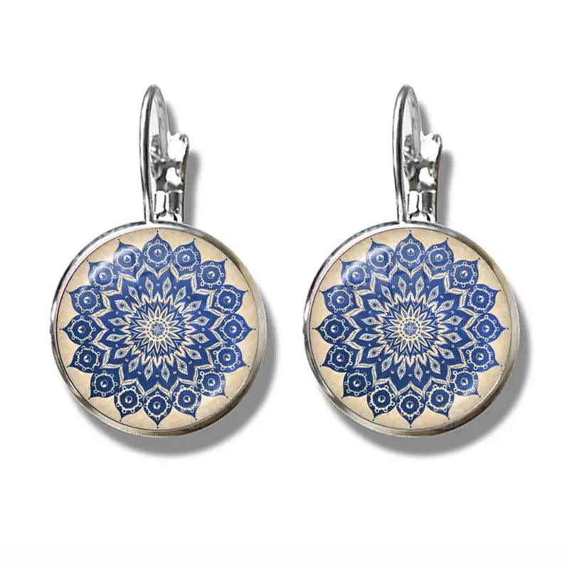 Mandala Art Picture Earrings Crystal Yoga Earrings - Lootquake