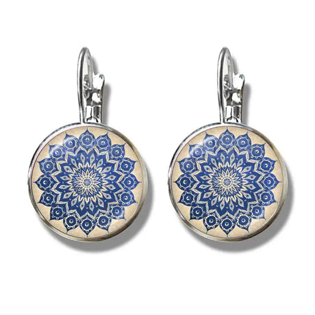 Mandala Art Picture Earrings Crystal Yoga Earrings - Lootquake