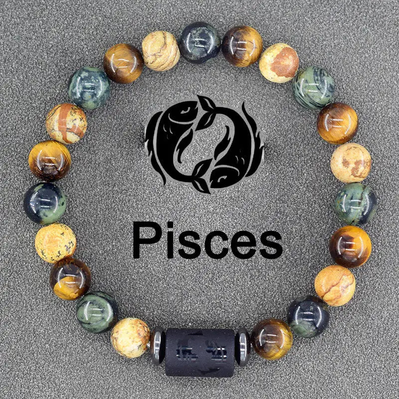 Twelve Constellations Bracelets Natural Stone Pendant Planet Birthday Gift - Lootquake
