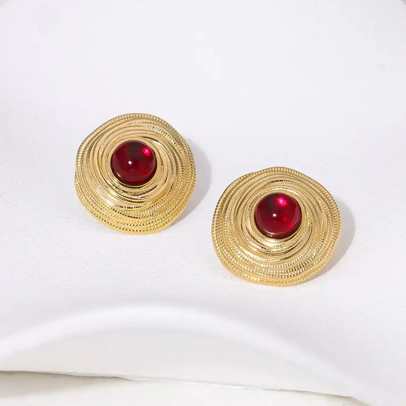 Pendientes de acero inoxidable de temperamento simple con baño de oro de 18 quilates que no se decoloran