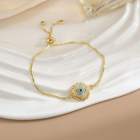 Simple Rotatable Flower Color-preserving Pure Copper Gold-plated Bracelet - Lootquake