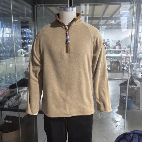 Stand Collar Half Zip Long Sleeve Tactical Arm Zipper Sweater - Lootquake