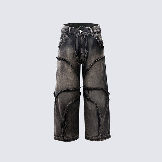 Street Fashion Vintage Jeans Raw Edges Design - Lootquake