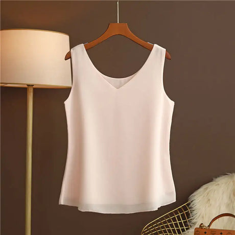Original New Arrival 2024 Summer Fashion Brand Sleeveless Top Women's Chiffon Shirt Loose Plus Size Show Clothing Shirt Blouse - Lootquake