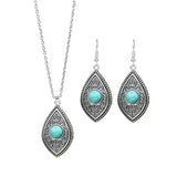 Fashion Turquoise Long Pendant Ear Rings Suit - Lootquake