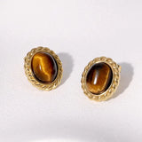 Pendientes de acero inoxidable de temperamento simple con baño de oro de 18 quilates que no se decoloran