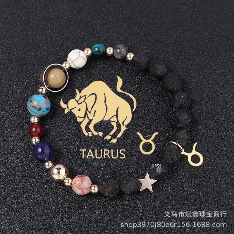 Natural Volcanic Rock Twelve Constellations Bracelets Fashion European And American Style - Lootquake
