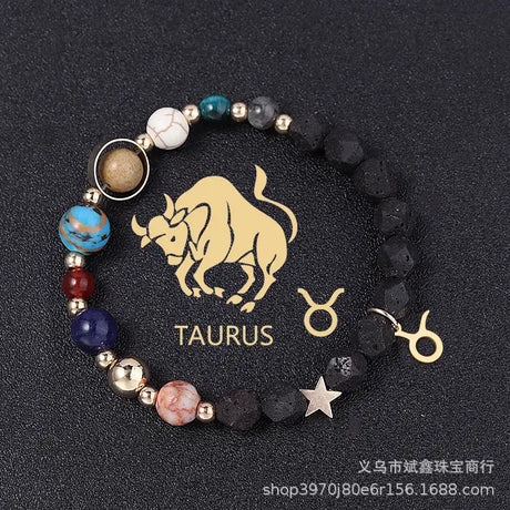 Natural Volcanic Rock Twelve Constellations Bracelets Fashion European And American Style - Lootquake