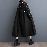 New Loose Plus Size Lace Printed Mid-length Artistic Retro Dress