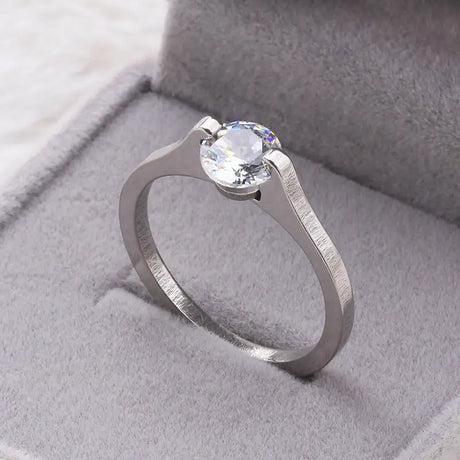 Fashion Diamond Ring Titanium Steel Ornament Simple Female Niche Jewelry Stainless Steel - Lootquake