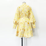 Belt Lantern Sleeve Holiday Swing Dress