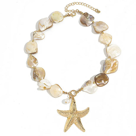 Classic Conch Pendant Necklace For Women Bohemian Starfish Beaded Choker Necklace Summer Beach Neck Fashion Jewelry - Lootquake