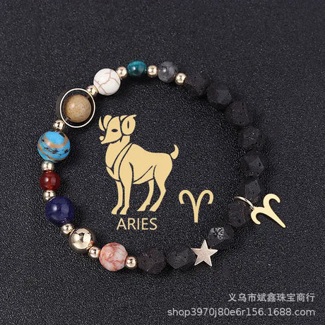Natural Volcanic Rock Twelve Constellations Bracelets Fashion European And American Style - Lootquake