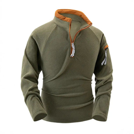 Stand Collar Half Zip Long Sleeve Tactical Arm Zipper Sweater - Lootquake