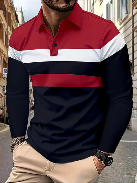 Men's Button Casual Slim Lapel 3D Printed Long Sleeve - Lootquake
