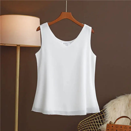 Original New Arrival 2024 Summer Fashion Brand Sleeveless Top Women's Chiffon Shirt Loose Plus Size Show Clothing Shirt Blouse - Lootquake