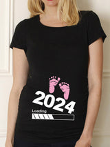 Maternity Shirt Maternity Cute Baby Printed O-Neck