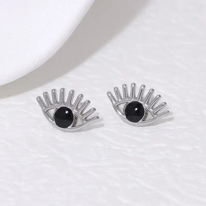 Pendientes de acero inoxidable de temperamento simple con baño de oro de 18 quilates que no se decoloran