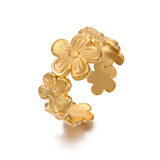 Anillo de acero inoxidable con forma de moda retro para mujer