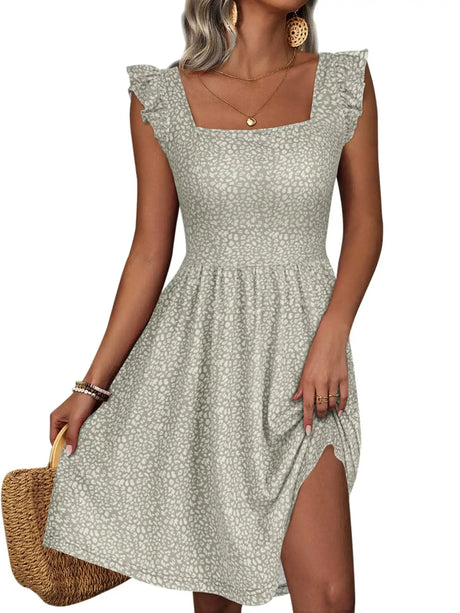 Loemes Sun Dresses Cute Dresses for Teen Girls Summer Spring Dresses 2023 A Line Knee Length Boho Dress M Sage Green - Lootquake