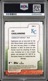 Tarjeta de béisbol RC Jac Caglianone #BDN5 Draft Night Rookie de Topps Bowman Draft 2024 PSA 9 Mint