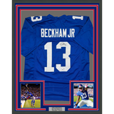 Camiseta de fútbol azul de los New York Giants, enmarcada, autografiada y firmada por Odell Beckham Jr., 35 x 39, JSA COA