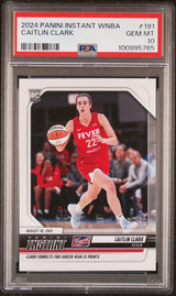 Tarjeta de baloncesto Caitlin Clark #191 Rookie RC de la WNBA Panini Instant 2024, PSA 10 Gem Mint