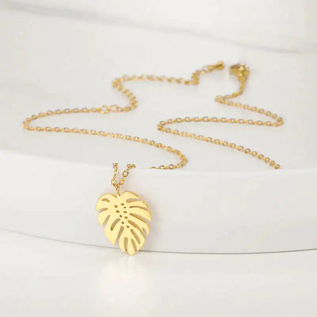 Hawaii Style Summer Collar Stainless Steel Palm Leaf Necklaces - Lootquake