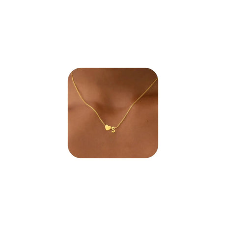 JNZSSWHJJH Heart Initial Necklaces for Women- Dainty Initial S Necklace Heart Necklace Gold Initial Necklace Heart Initial Necklaces for Women Christmas Gifts - Lootquake