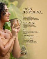 Belleza de Cacao Kurai | Mezcla de Cacao Ceremonial con Colágeno, Maca, Canela y Vainilla | Para una Piel Luminosa, Rituales de Belleza y Cuidado Personal 