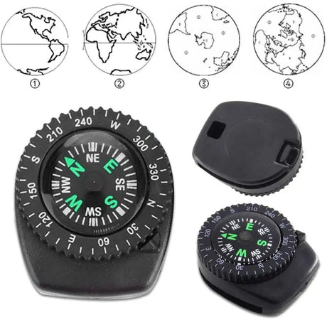 Mini Watch Strap Button Removable Compass Survival Mini Pocket Compass Outdoor Hiking Camping Accessories - Lootquake