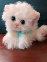 DSI Kitty Kitten Snowball Plush 2001 Purrs White Persian Cat Blue Eyes Bow