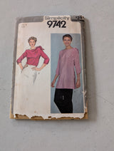 Simplicity 9742 Bateau Boat Neckline Bow Tie Shoulder Tunic Top 36" UK 14(Sewing Pattern Vintage)