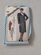 Coat Dress 12 Simplicity 6185 Sewing Pattern UC VTG 80s Button Up Pockets Midi(Sewing Pattern Vintage)
