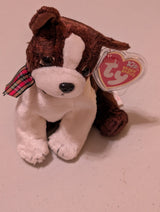 Boston the Dog - Ty Beanie Baby (Brown & White, 2003, Plush Toy, Stuffed Animal, MWMT, Vintage, Retired)