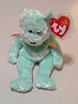 March Birthday Bear the Bear - Ty Beanie Baby (Green, 2001, Plush Toy, Stuffed Animal, MWMT, Vintage, Retired)