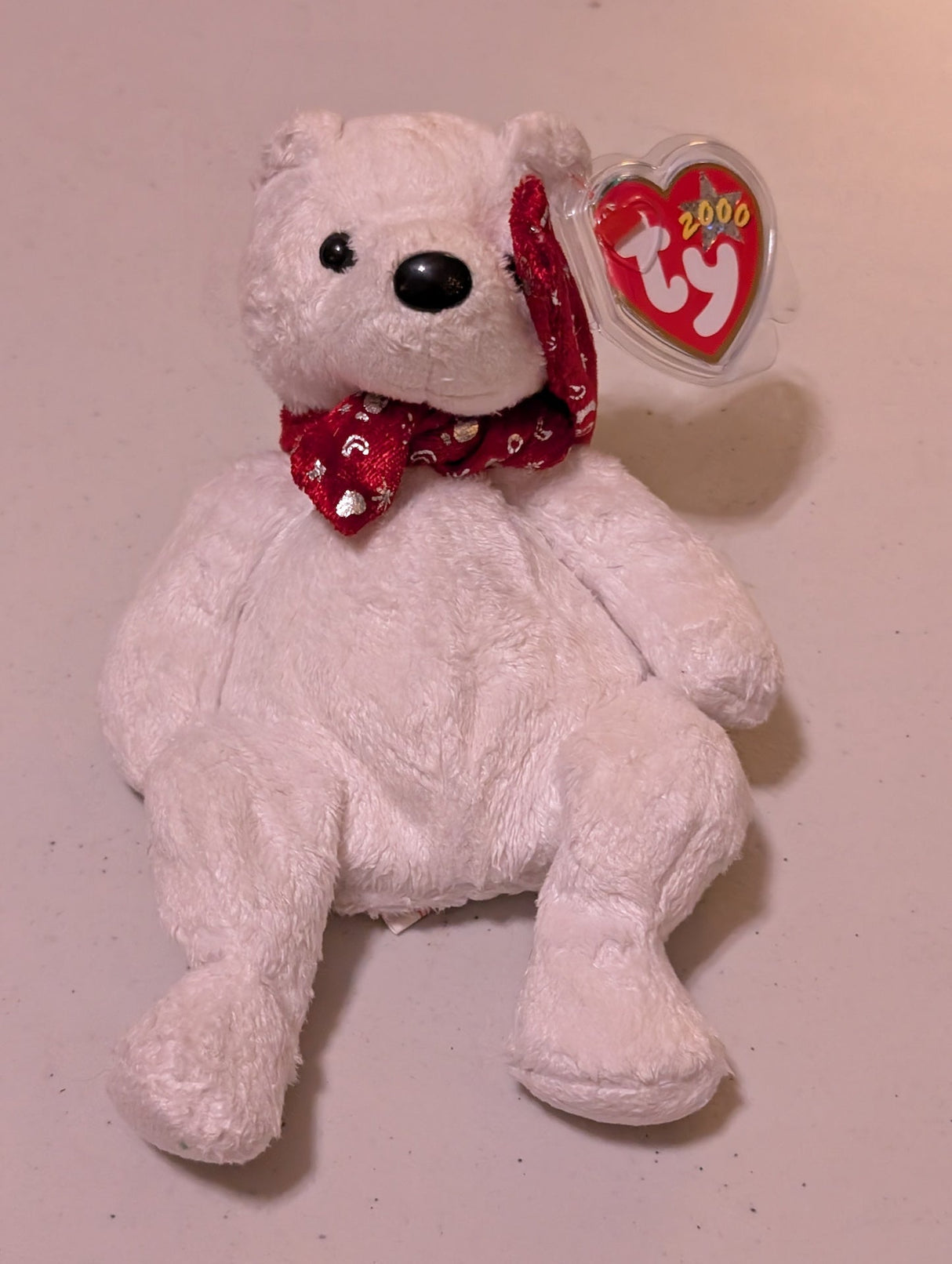 2000 Holiday Teddy the Bear - Ty Beanie Baby (White, Red, 2000, Plush Toy, MWMT, Stuffed Animal, Vintage, Retired, Plushie)