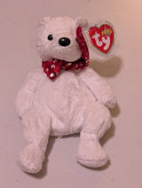 2000 Holiday Teddy the Bear - Ty Beanie Baby (White, Red, 2000, Plush Toy, MWMT, Stuffed Animal, Vintage, Retired, Plushie)