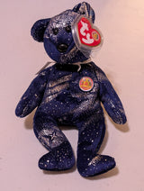 The Beginning the Bear - Ty Beanie Baby of the Month (Blue, Silver, 2003, Plush Toy, MWMT, Stuffed Animal, Vintage, Retired, Plushie)