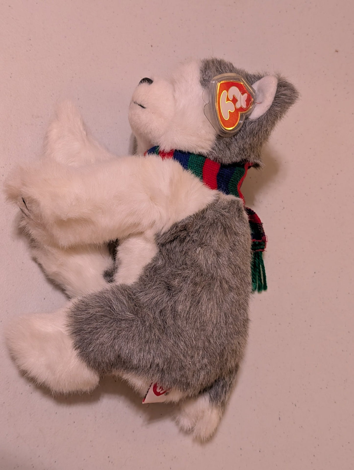 Sleds The Husky Dog  TY Holiday Baby Beanie Buddy 14" Christmas  (MWMT, Vintage, Retired, with Tag, VTG, Stuffed Animal, Plush, Toy)