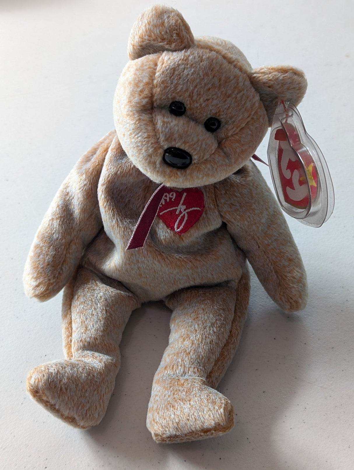 1999 Signature Bear the Bear - Ty Beanie Baby (Tan, White, 1999, Plushie, Toy, Stuffed Animal, MWMT, Vintage, Retired)