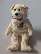 Violetta the Bear - Ty Beanie Baby (Cream, 2003, Plushie, Toy, Stuffed Animal, MWMT, Vintage, Retired)