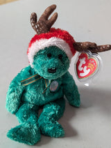 2002 Holiday Teddy the Bear - Ty Beanie Baby (Teal, 2002, Plushie, Toy, Stuffed Animal, MWMT, Vintage, Retired)