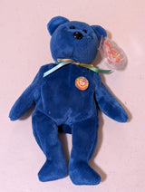 Clubby the Bear - Ty Beanie Baby (Blue, 1998, MWMT, Plush, Toy, Stuffed Animal, Vintage, Retired)