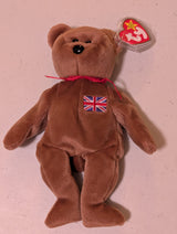 Britannia the Bear - Ty Beanie Baby (Brown, 1997, MWMT, Plush, Toy, Stuffed Animal, Vintage, Retired)